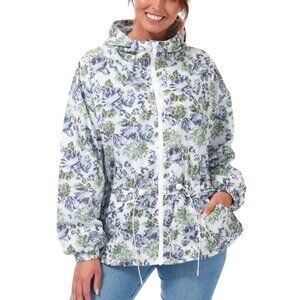 Levi's Mavis Trapeze Windbreaker Jacket Sz.M Floral Print Hooded Outdoor Rain